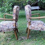Paire de fauteuils bridge Art déco en bois massif, années 40-50