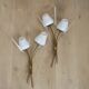 Mid-Century French Brass Sconces • Bullrush Design • Opaque Glass Shades