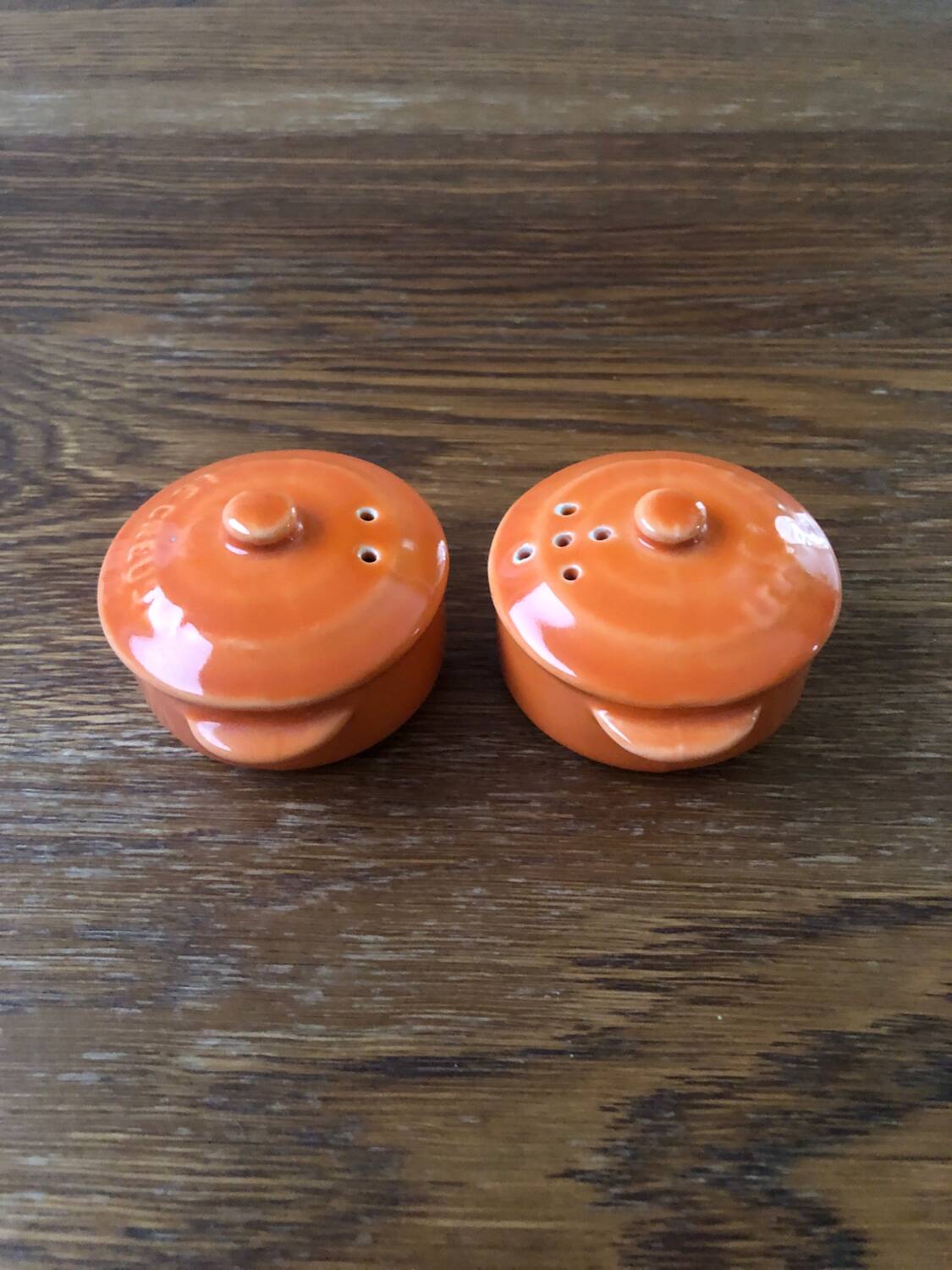 Le Creuset salt and pepper shakers