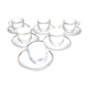 Service à café de bistrot - lot de 6 tasses en porcelaine vintage