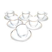 Bistrot coffee service - 6 cups vintage porcelain lot