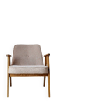 Vintage armchair in oak wood with powder pink boucle design by Chierowski.