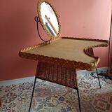 Vintage rattan and metal dressing table