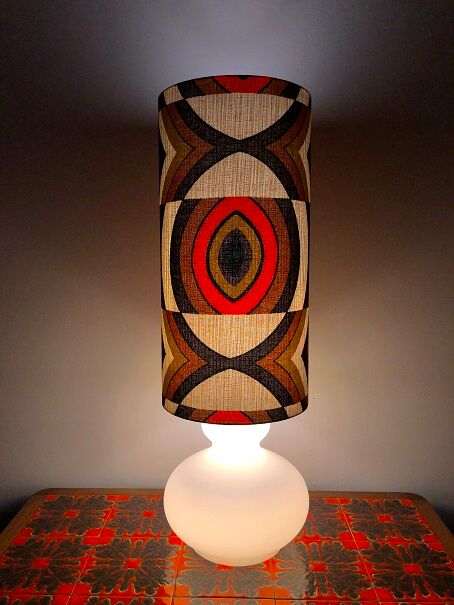 Opaline table lamp lampshade vintage fabric
