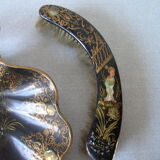 Old garbage pickup shovel brush cardboard boiled mother-of-pearl wood deco japanese