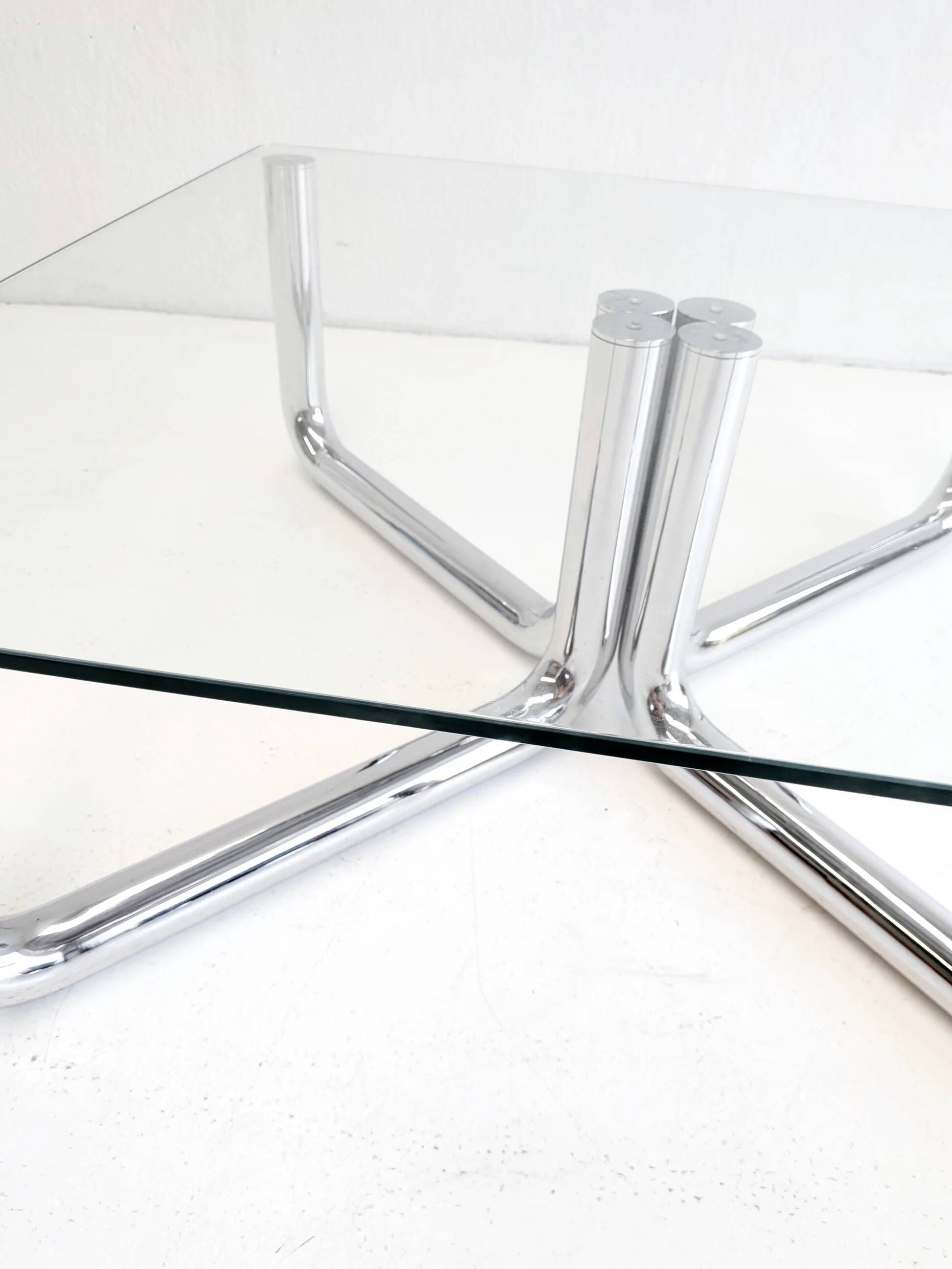 Space age chrome & glass coffee table 1970s