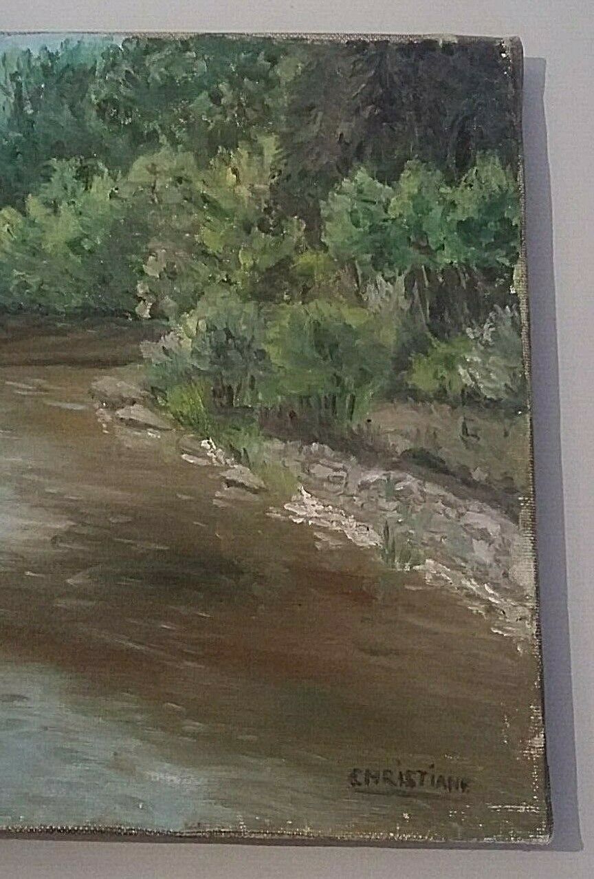 Tableau peinture Huile sur toile paysage rivière