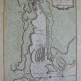 Martigues pond Old geographical map 18th century engraving 1764 by Bellin