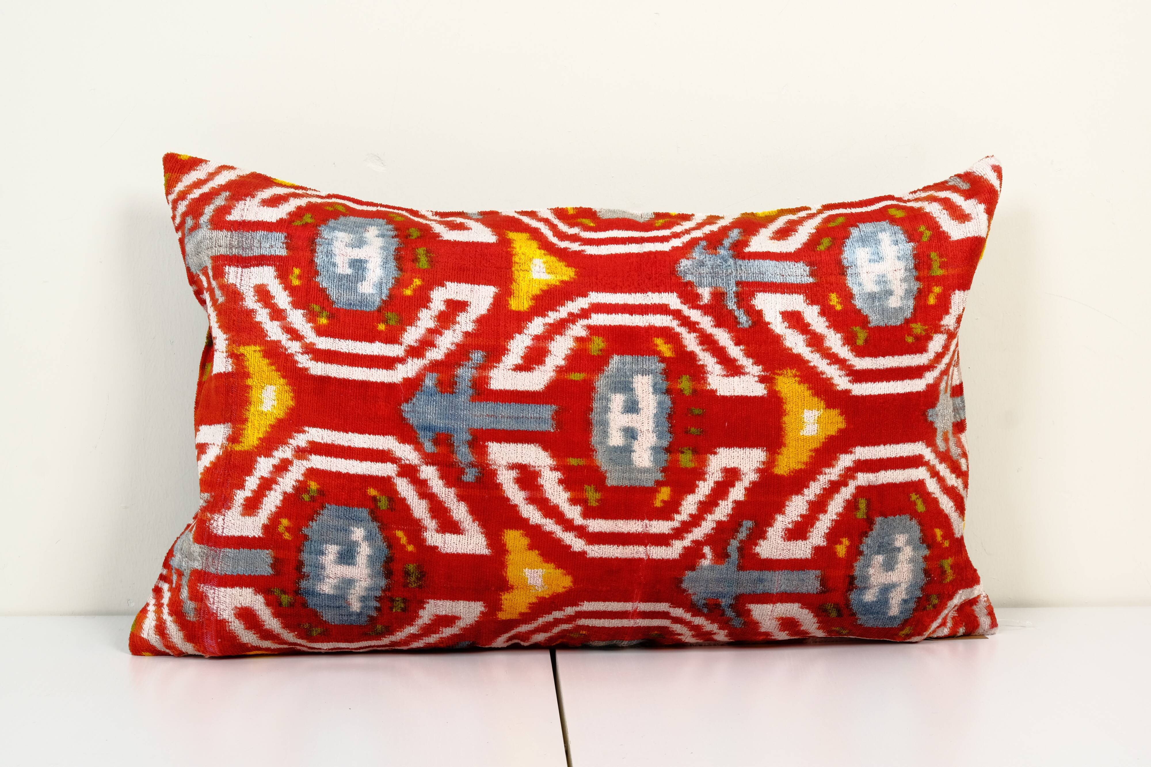 Ikat velvet pillow cover