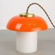 Mid-century orange glass & brass mushroom lamp