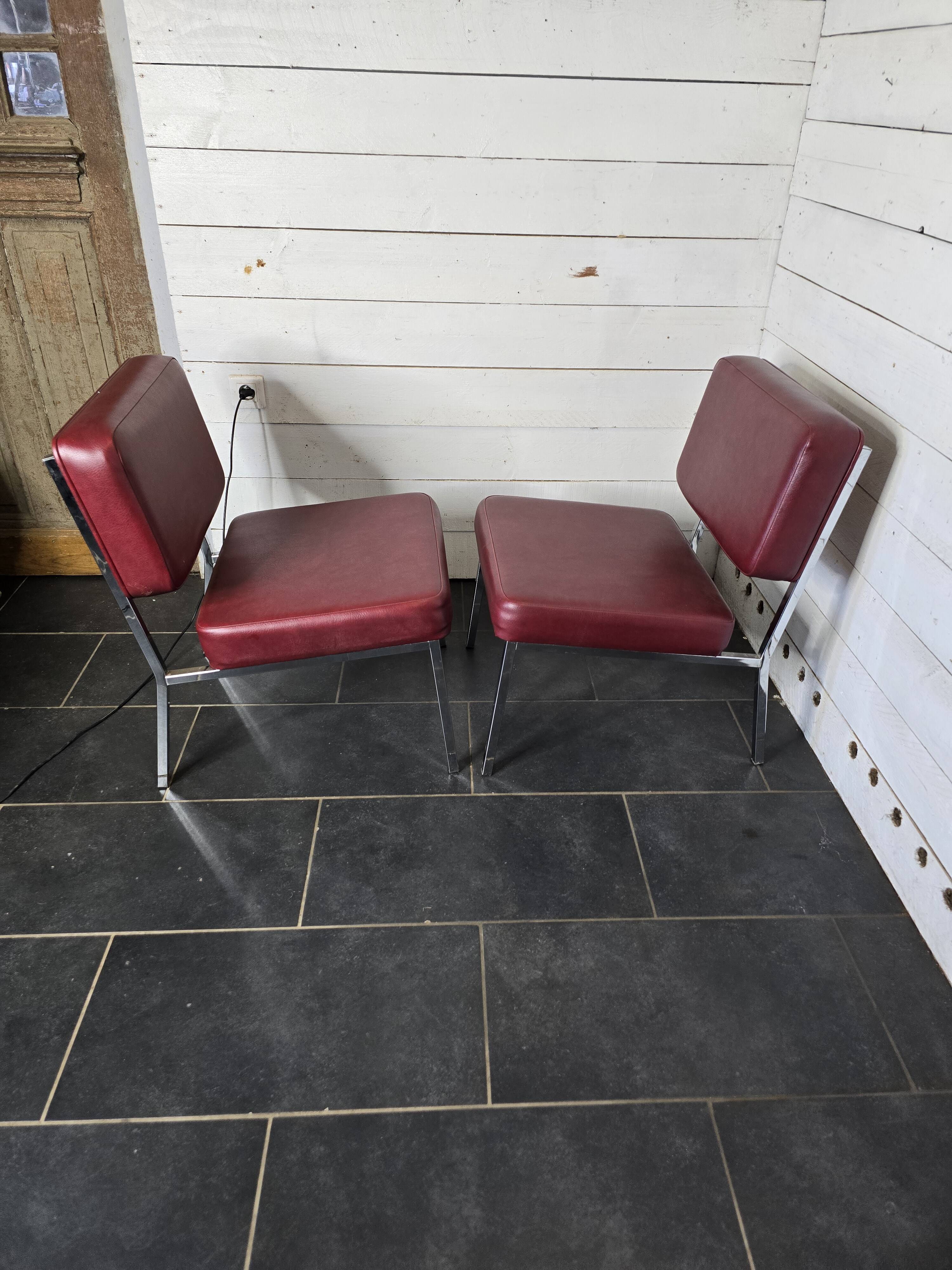 Pair of chrome footed armchairs from the 60s