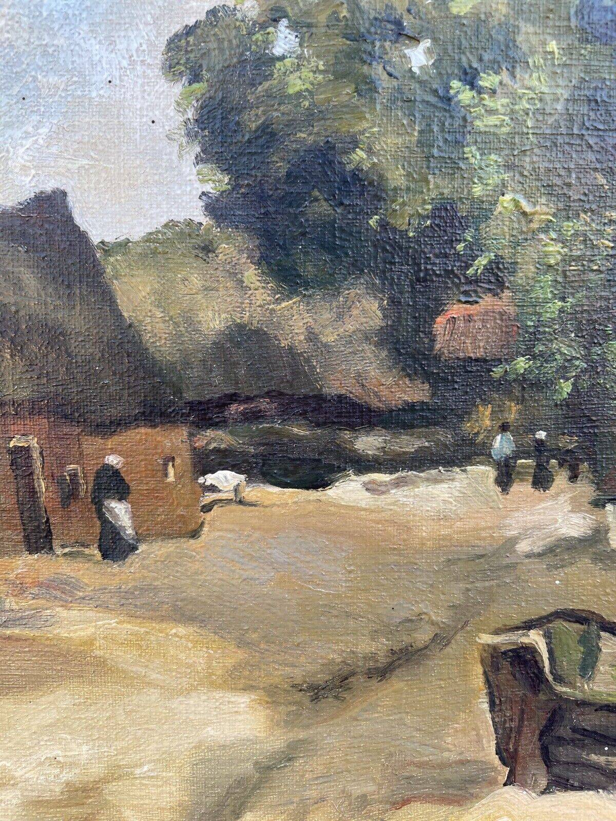 Paysage alpin avec village de montagne, Début du XXe siècle, Huile sur carton, Encadré