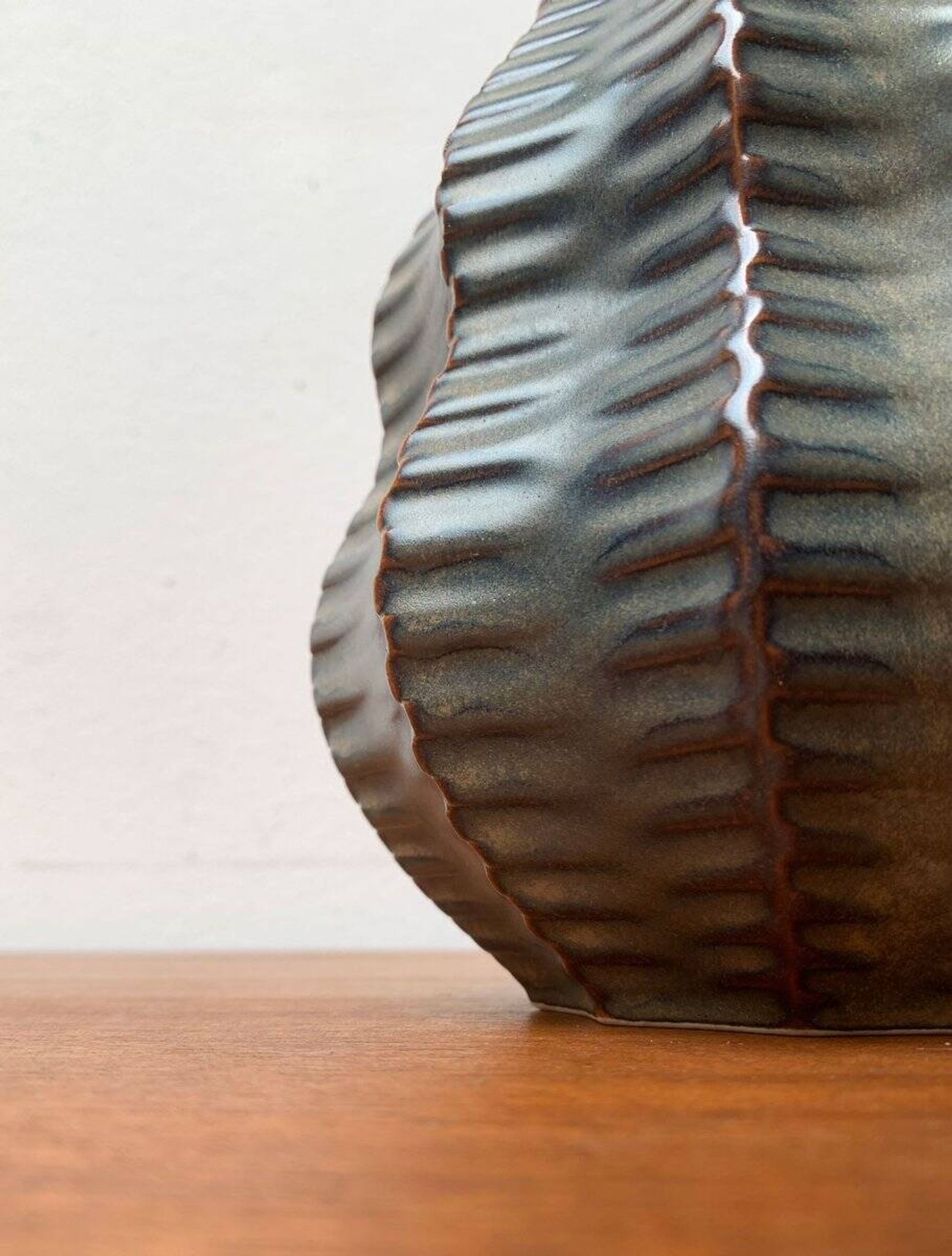 Vintage German brutalist ceramic gourd vase by Heinrich Fuchs for Luisenburg, 1970s.