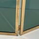 Three-Panel Folding Fire Screen in Tinted Green Glass with Brass Frame