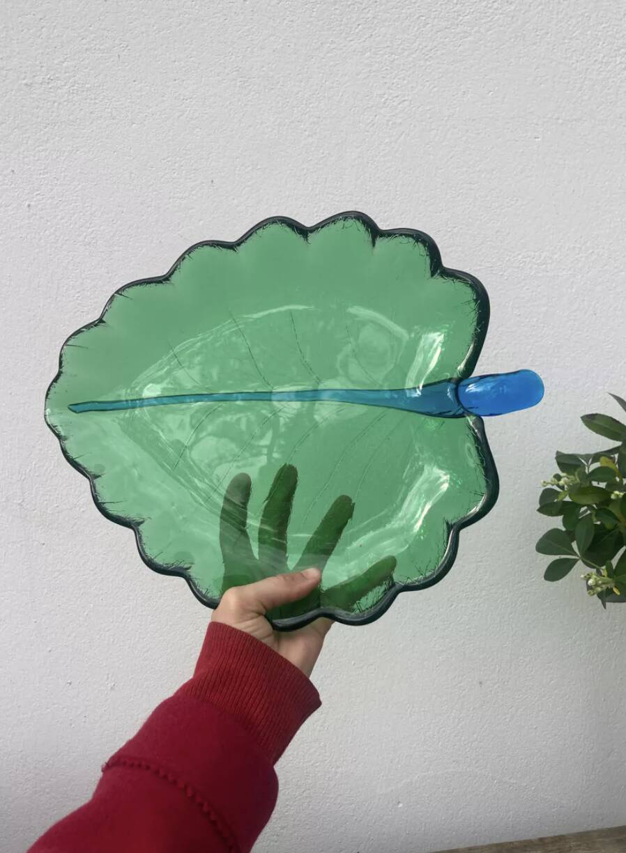 Murano leaf glass pocket tray