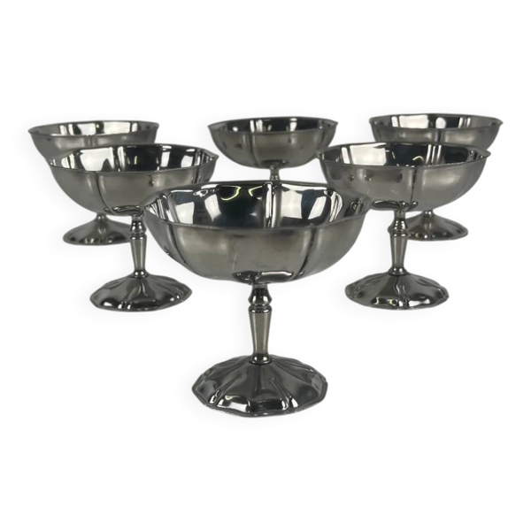 Lot de 6 coupes à glaces en métal, 1970 - Modèle F
