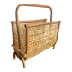 Porte-revues vintage en rotin naturel  des années 60