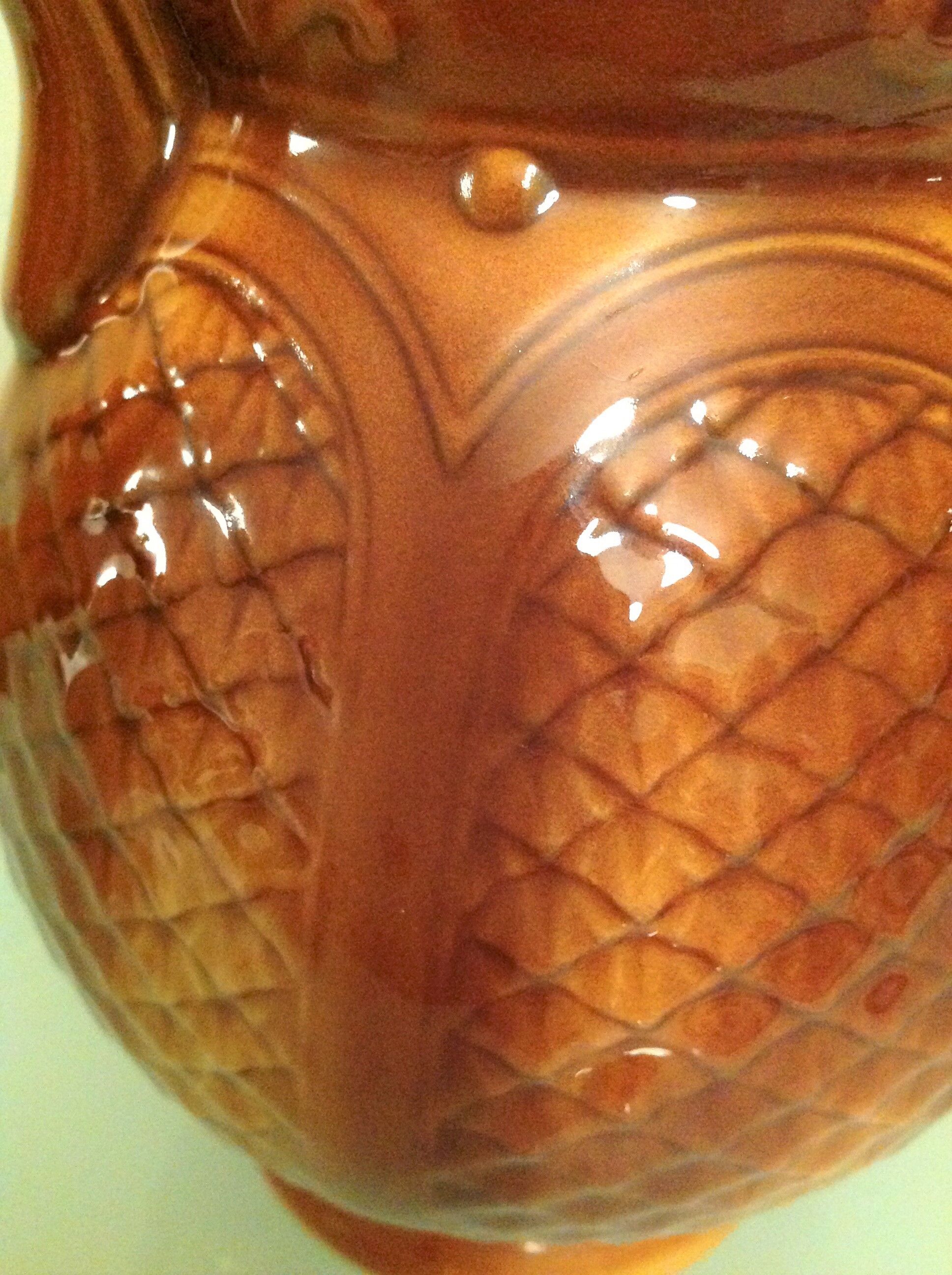 Pitcher ball in brown slip of the faienceries of Sarreguemeines vintage 60-70s