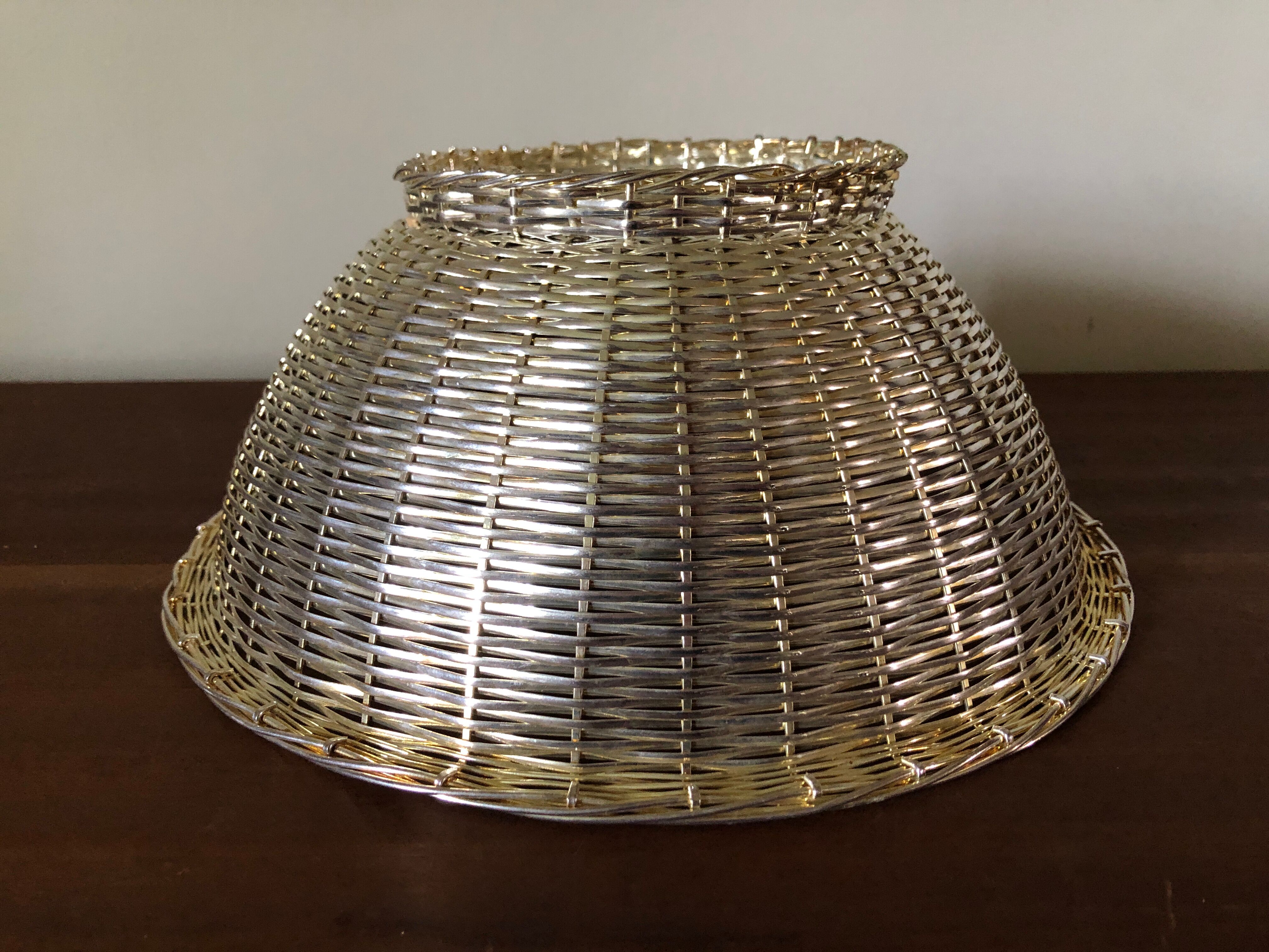 Braided silver metal basket