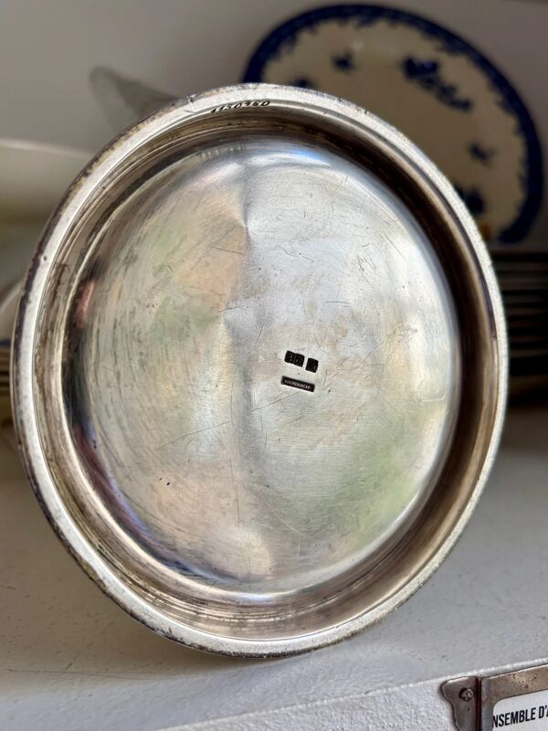 Chocolatière, cafetière Christofle en métal argenté avec anse en bois noirci