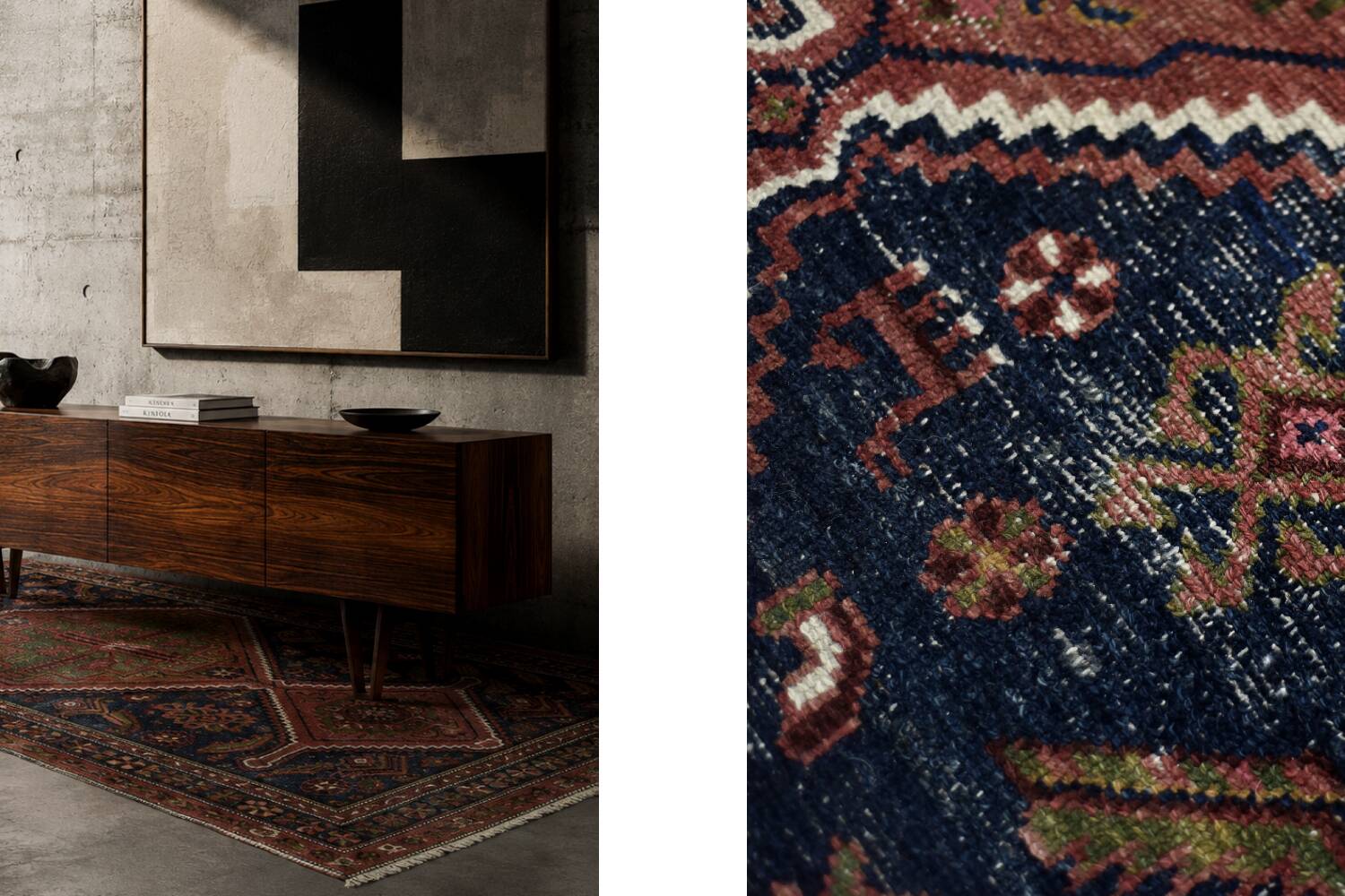 Vintage Handwoven Oriental Tribal Rug, 1940s