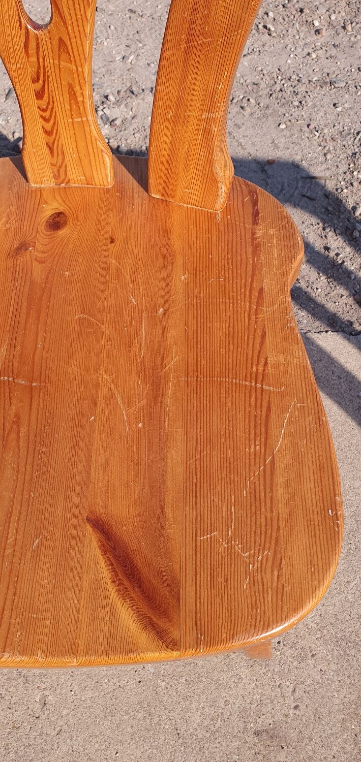 Set 8 vintage Pine dutch dining chairs solid wood 1970s