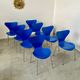Lot 8 blue chairs series 7 design Arne Jacobsen for Fritz Hansen Denmark vintage
