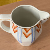 Porcelain pitcher stamped AMC part of a 3-piece toiletries