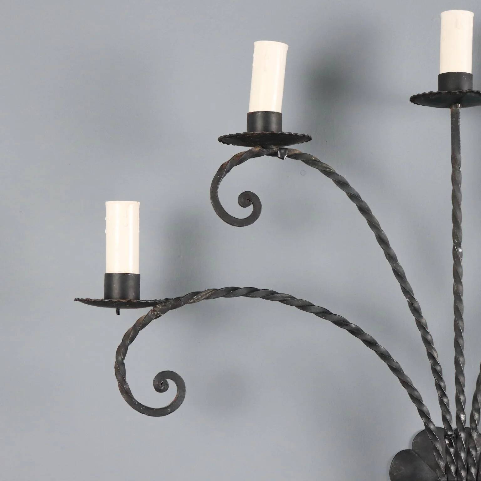 Wall sconce in wrought iron with 5 lights - Italy