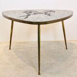 Mosaic and brass coffee or side table by Berthold Müller, 1960s