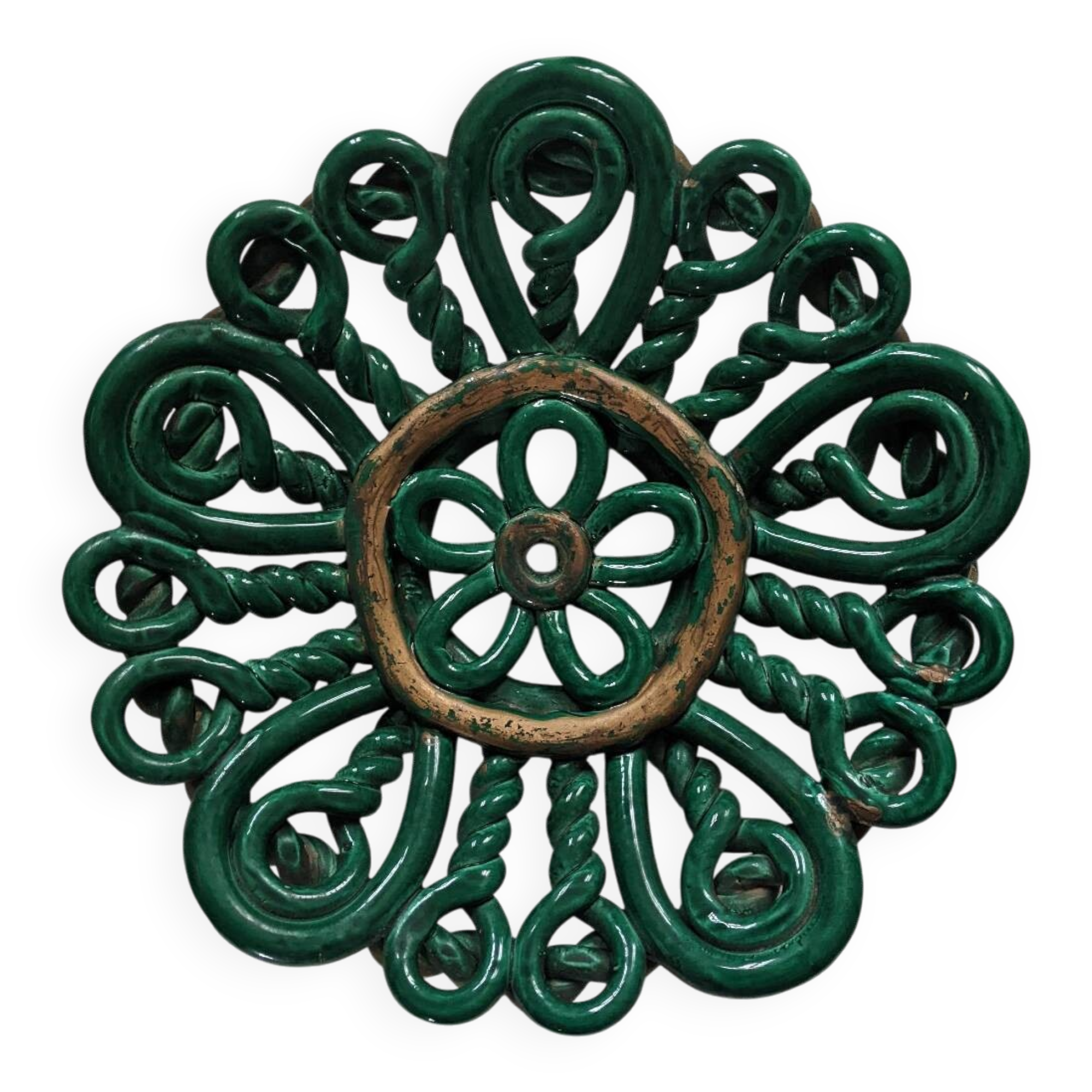 Vintage twisted artisan ceramic fruit bowl