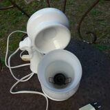 "Telephone" lamp in white ceramic and opaline from the 1970s.