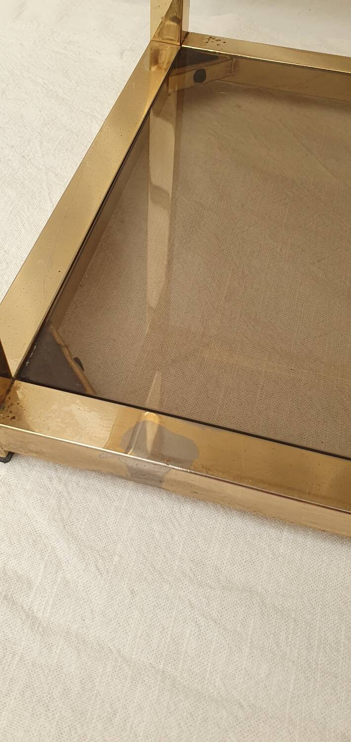 Gold and smoked glass shelf 1970