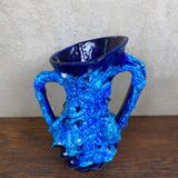 Vallauris blue brutalist vase