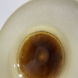 XL Murano Glass Round Fruit Bowl Table Plate Yellow Brown Italian Vintage