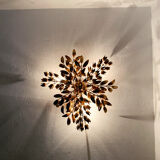 Gilded Italian Hollywood Regency metal wall lamp or flush light by Hans Kögl