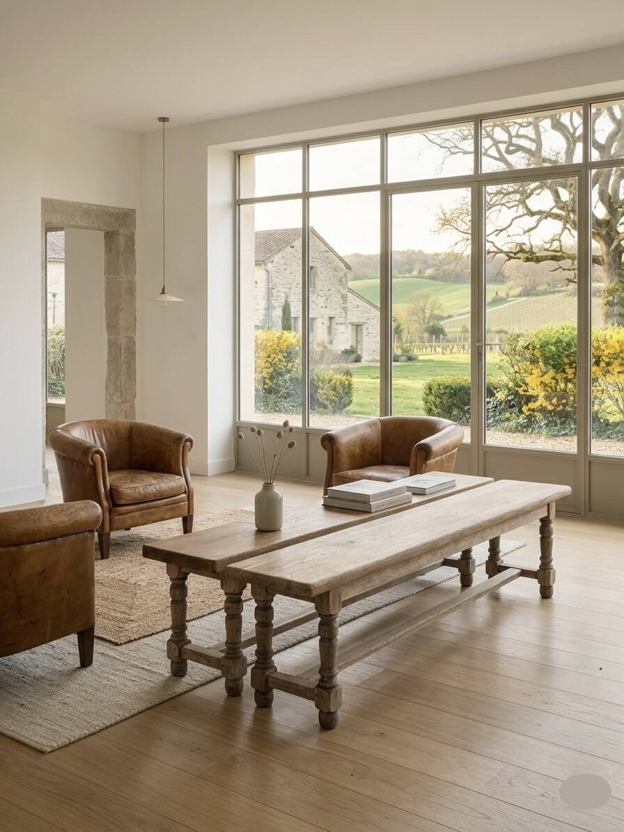 Old farmhouse benches - solid oak wood