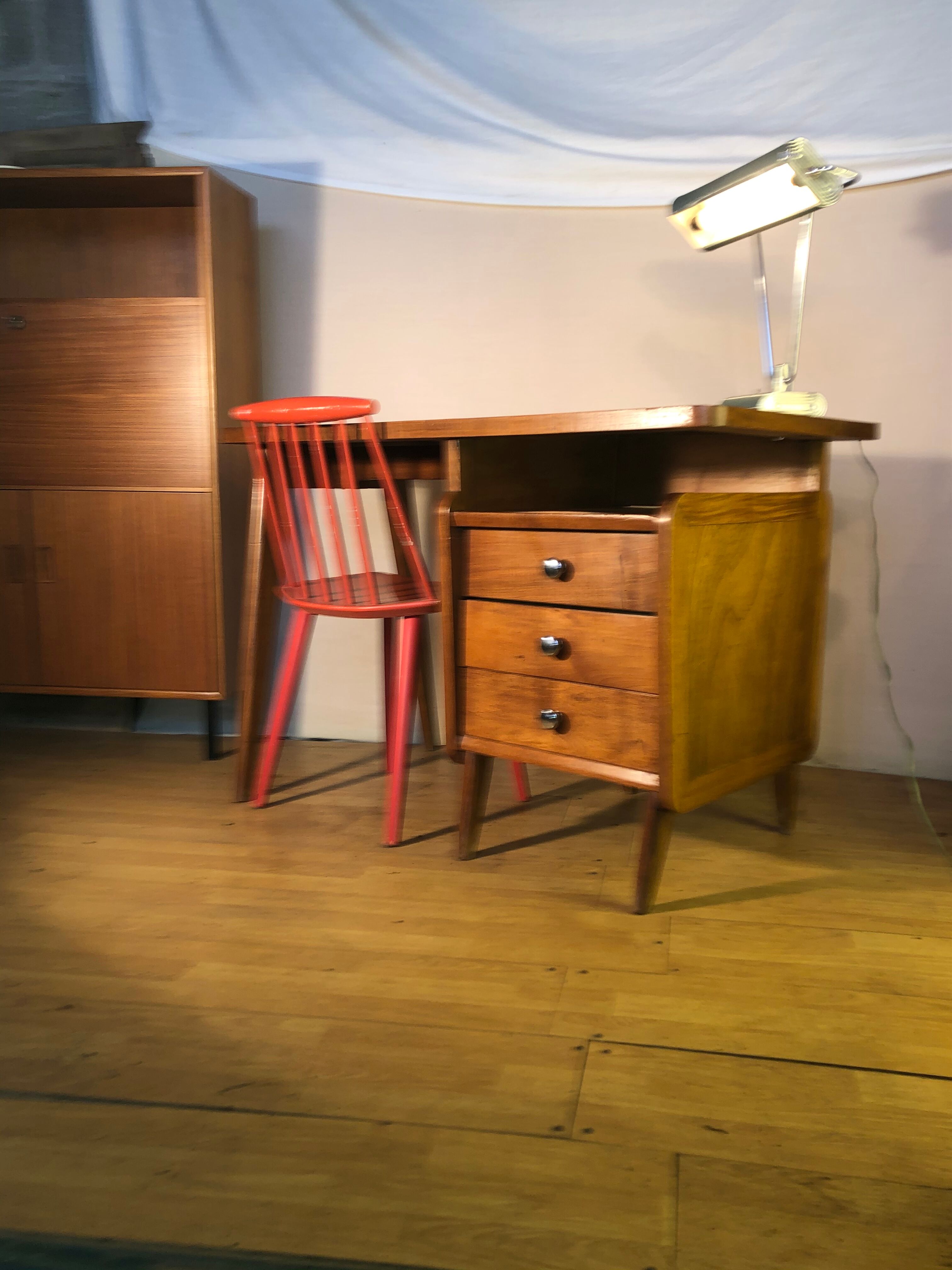 1950 foot compass desk and Scandinavian chair