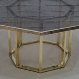 Brass  Italian coffee table by Romeo Rega, 1970s