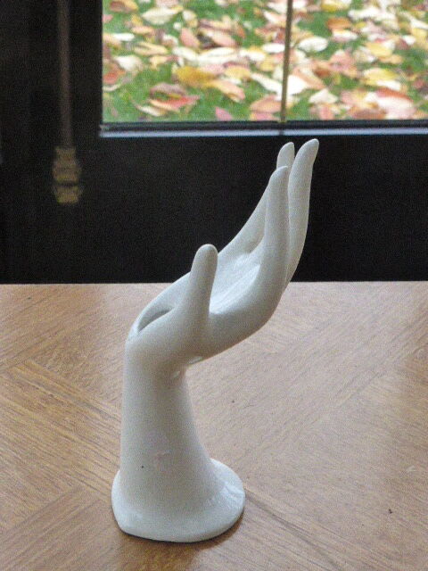White enamelled ceramic hand, 1970
