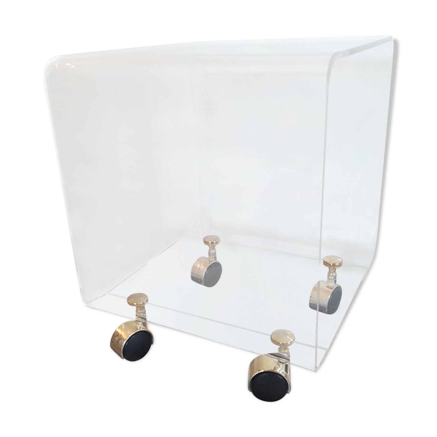 Bedside coffee table David Lange on wheels Plexiglass