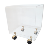 Bedside coffee table David Lange on wheels Plexiglass