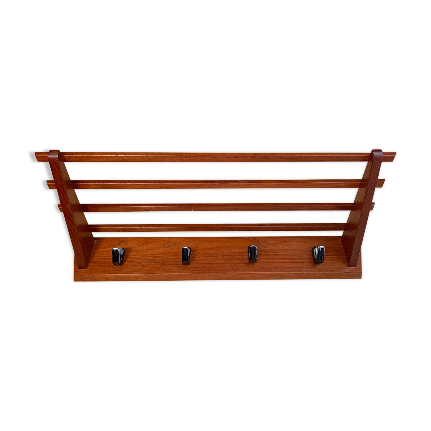 Teak wall coat rack, Denmark, 1960s