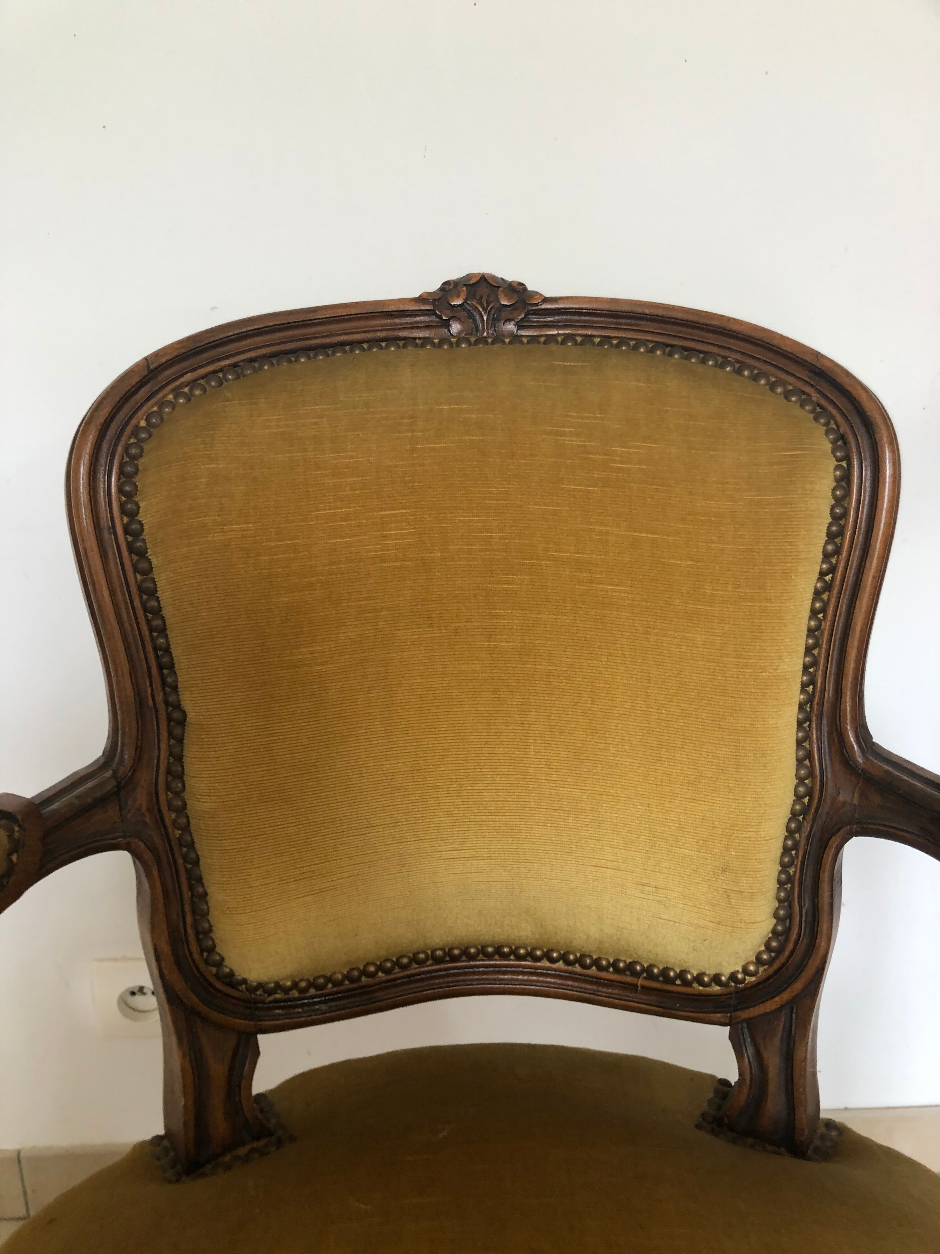 Louis XV mustard style armchair