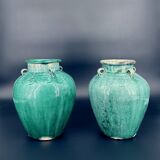 Pair of ancient turquoise glazed stoneware vases, China, late 19th century.