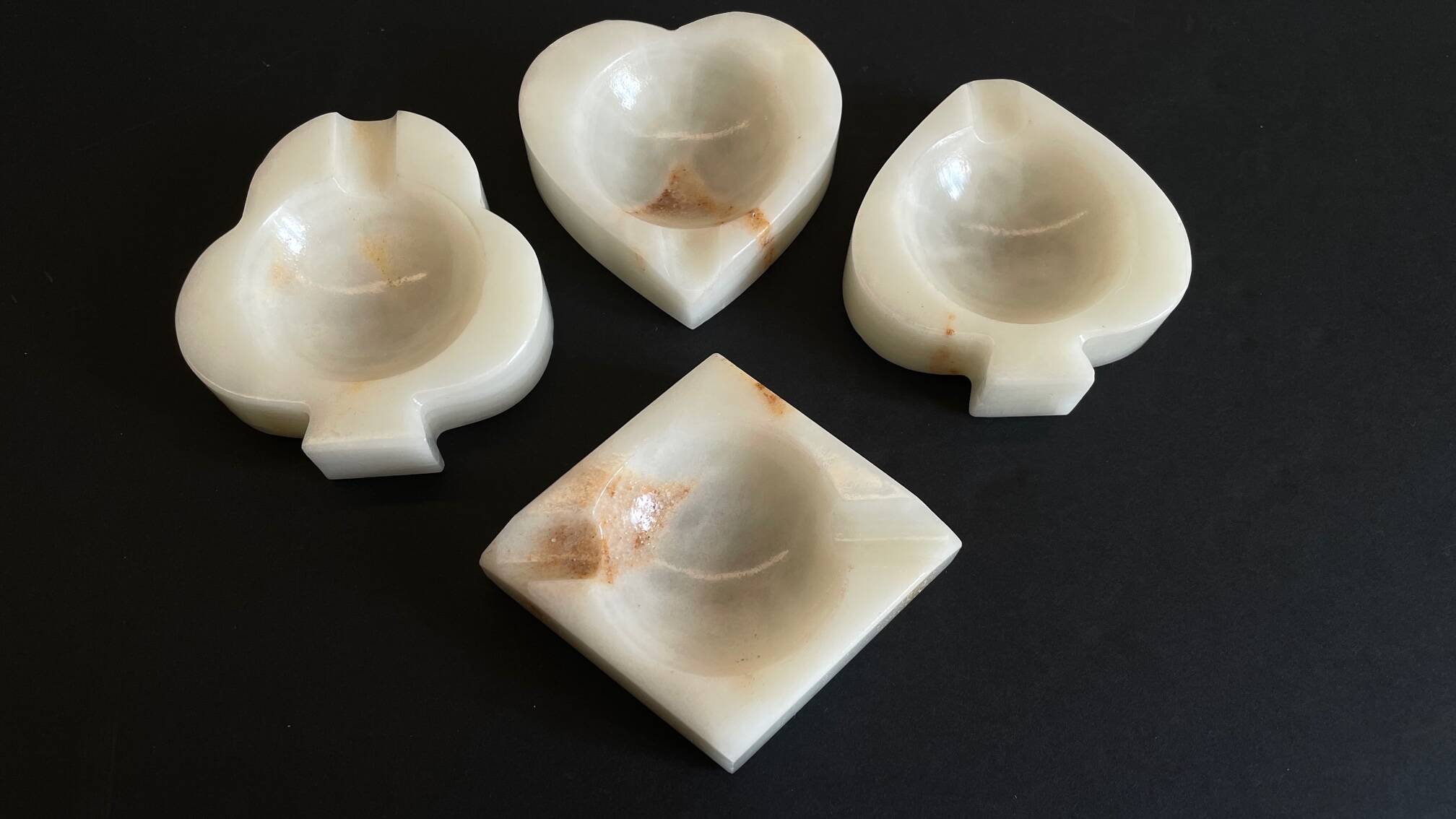 Vintage playing cards onyx ashtrays