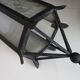 ancient hexagonal wrought iron lantern, decoration lily flowers- 19th century