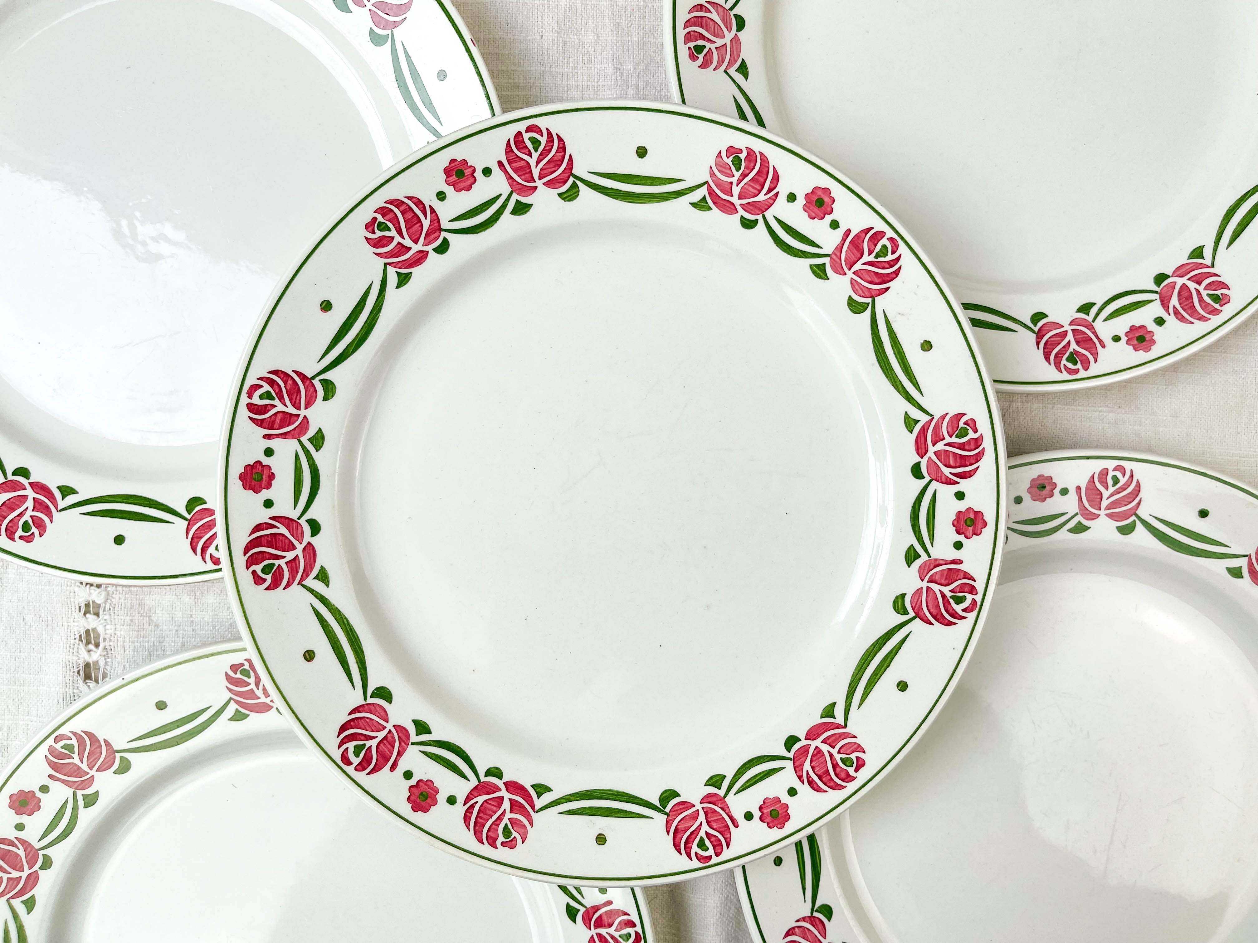 5 flat plates digoin sarreguemines model "mariette"