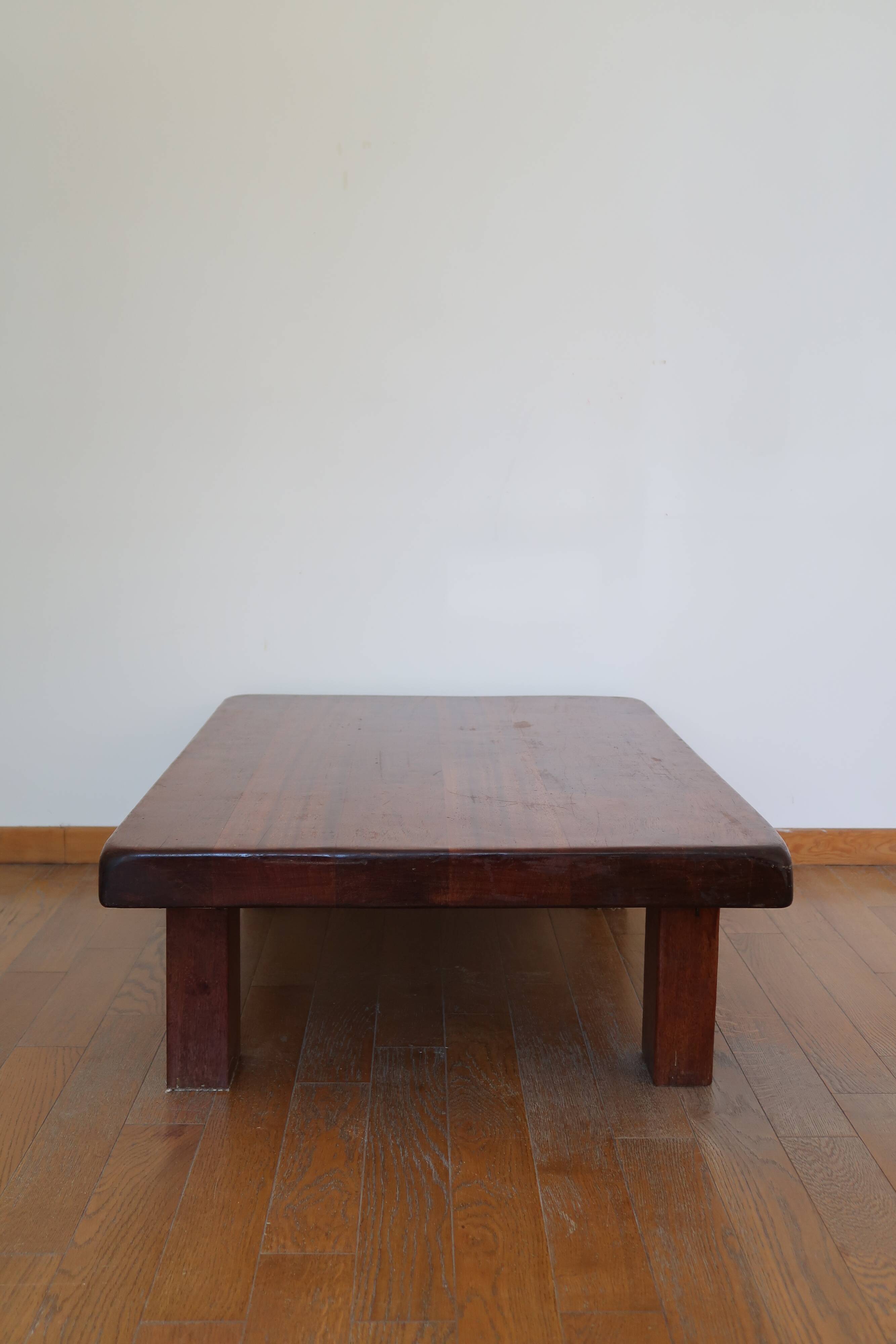 Brutalist coffee table in solid oak
