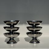 Set of 6 silver metal ice cream cups with small base D9 H5.5
